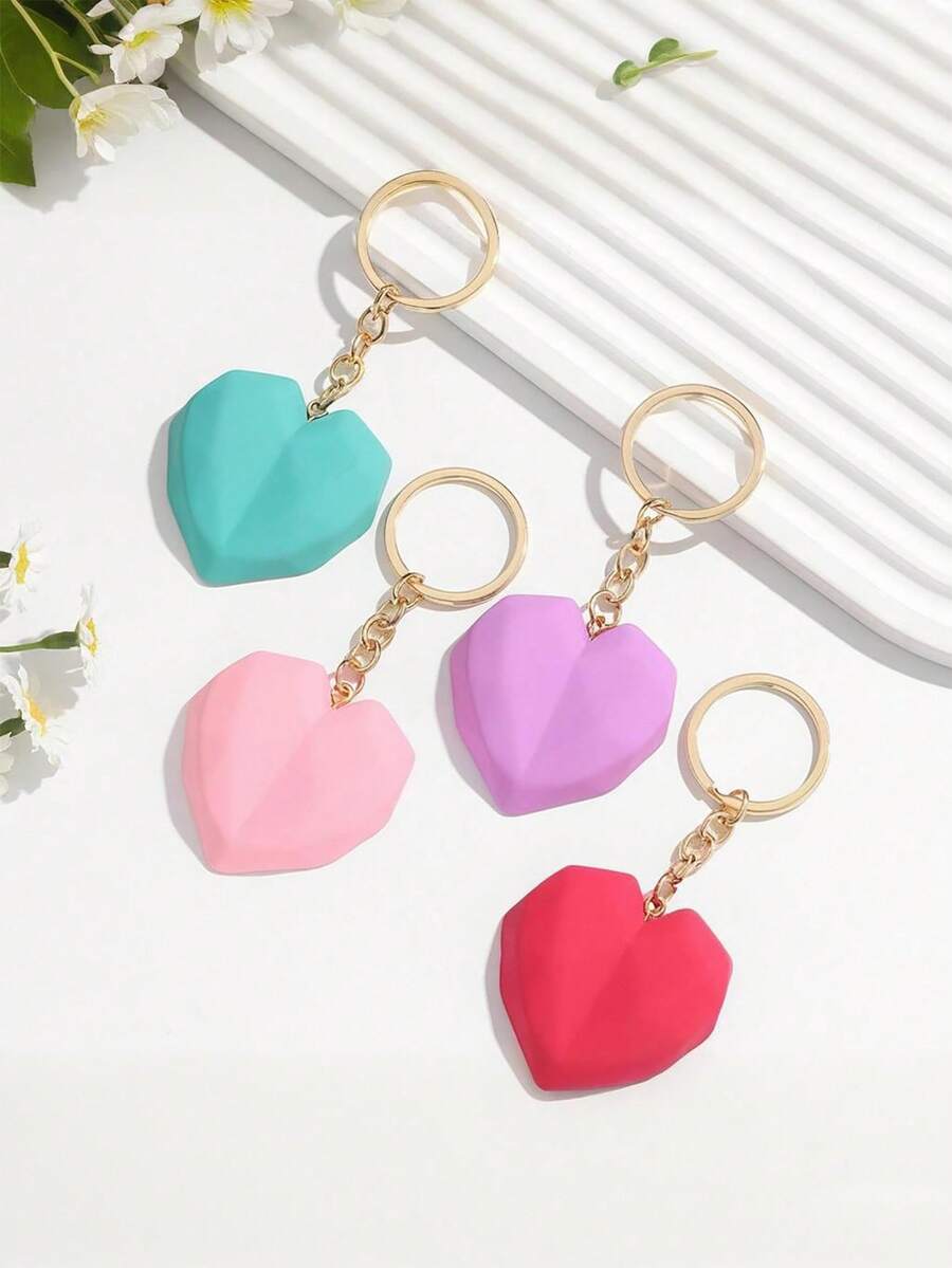 1/4个心形钥匙扣吊坠，优雅奢华女士包包挂饰，手机挂件，钥匙链，友谊礼物，适合情人节、开斋节和日常佩戴 - 彩色 - 查看 1