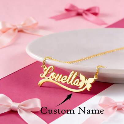 Personalized Name Necklaces Suitable For Teenagers Stainless Steel Butterfly Style Custom Name Necklace, Beauty Sweet Necklace, Holiday Jewelry Gifts