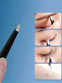 High Precision Eyebrow Tweezers, Stainless Steel Straight/Slant Tip Eyebrow Grooming Tweezers, Suitable For Leg Hair, Arm Hair, Peach Fuzz, Eyebrows, Blackheads And Pimples, Reusable Makeup Tool - Multicolor - View 2