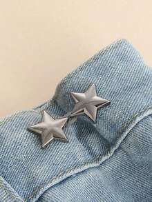 8 件装星形牛仔裤腰部调节器 - 无需缝纫金属装饰别针 | 闪亮金/银/铜色多色腰部收紧器，适用于宽松的裤子和裙子 | 无需修改即可立即固定宽松的牛仔裤，男女皆宜的可重复使用时尚配饰 - 彩色 - 查看 7