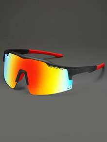 1pc Oversized Gradient Color Unisex Sports Eyeglasses, Suitable For Road Cycling, Driving, Beach, Soccer, Daily Wear, Multi-Functional Fashion Glasses