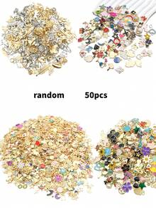 20/30/50/100/150个随机混装时尚合金珐琅心形水果吊坠，DIY手链耳环项链首饰制作配件，日常佩戴及约会首饰材料 - 彩色 - 查看 15