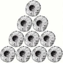 10pcs Reusable Elastic Foil Hair Caps, Suitable For Salons And Home Use, Beauty Tools, Waterproof Shower Caps - Silver - View 2