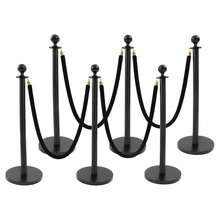 HOHOBLA 6 Pcs Stanchion Posts, Stainless Steel Stanchions Post, Crowd Control Barriers With Feet Velvet Ropes And Posts For Red Carpet Party Decoration And Ribbon Cutting Ceremony - 6 Pcs Black - View 1