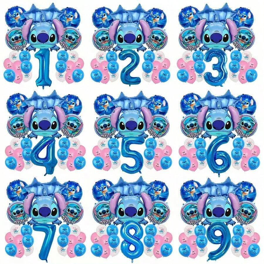 Hasbro Bộ 26 cái/6 cái bóng bay số chủ đề Lilo & Stitch, bao gồm bóng bay số kim loại màu xanh 1-9 và một bóng bay kim loại hình Stitch, hoàn hảo cho tiệc sinh nhật và các buổi tụ tập theo chủ đề - Nhiều màu - Xem 1