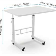 SOYTO Escritorio para Portátil, Escritorio para Laptop con Ruedas, Escritorio de pie móvil con Altura Ajustable, Fácil de Montar, Ideal para Oficina, Desayuno, café (80 x 40 cm, Blanco Cálido) - Blanco - Ver 5