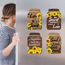 4pcs/Set Sunflower & Delicious Food Flat Wall Stickers, Suitable For Room, Home, Kitchen Decor - Multicolor - View 5