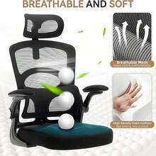 Ergonomic Office Chair With 4-Level Adjustable Lumbar Support, High Back Mesh Desk Chair With Flip-Up Arms, Base Computer Chair - Black - View 4