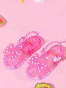 1 Pair Summer Fashion Polka Dot Bow Princess Style Kids Jelly Beach Sandals - Pink - View 5