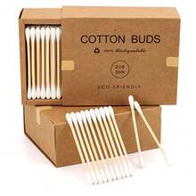 Bamboo Cotton Swabs 400 Count - Vegan Cotton Buds - Natural Wooden Ear Sticks With Double Tipped - Organic Cotton Swabs For Ear Wax Removal - 500裝 - 查看 3