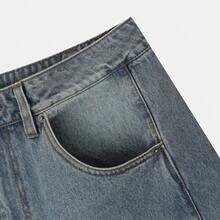 Adidas Originals Men's Loose Fit Pockets Wide Leg Jeans Pants KE0112 - Blue - View 6