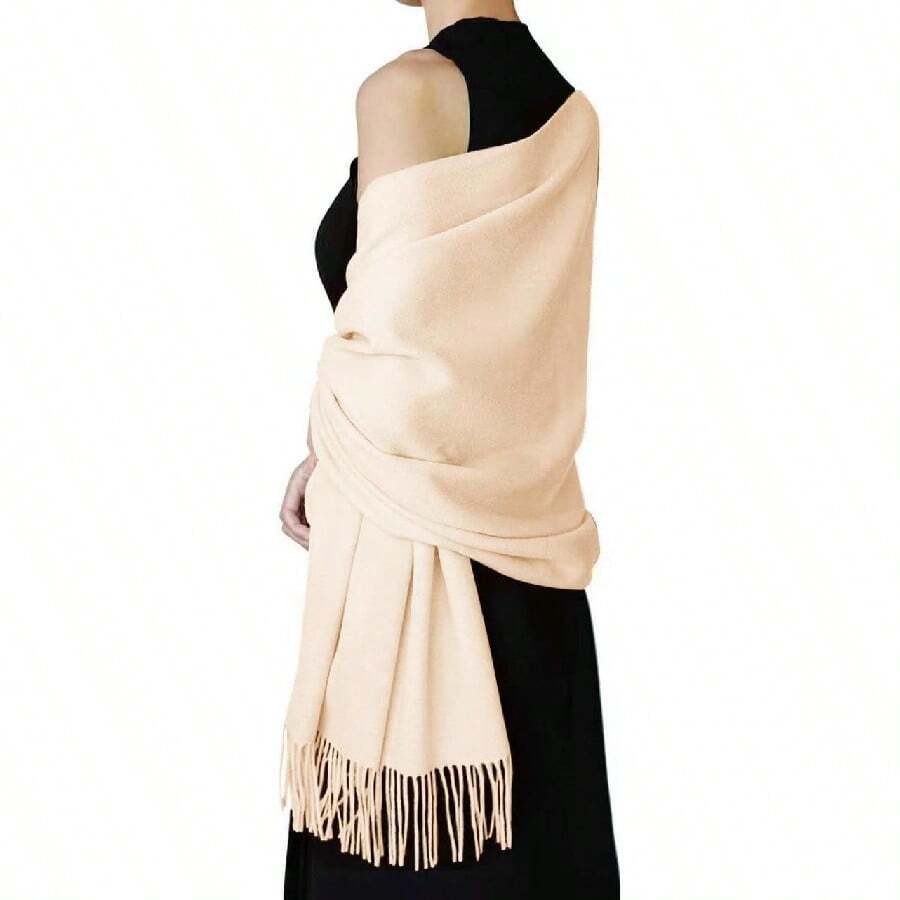 Winter Scarf For Women Pashmina Shawls And Wraps For Evening Dresses Wedding Party Bridesmaid Warm Long Scarves Shawl - 蝦色 - 查看 1