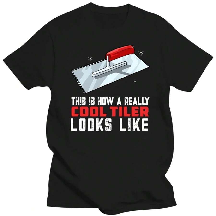 Así se ve un azulejista realmente genial, camiseta de artesano de azulejos, ropa de calle, camiseta de manga corta, regalos de cumpleaños, ropa para hombres - Negro - Ver 1