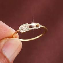 1pc Minimalist Design Zirconia Inlaid Women's Ring - Multicolor - View 12