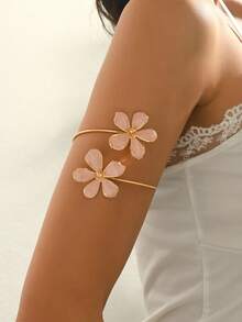 1 chiếc vòng tay kim loại họa tiết hoa hồng phong cách Bohemian, thiết kế mở, đơn giản và thanh lịch, phù hợp cho phụ nữ đeo thường ngày, đi biển, hẹn hò, dự tiệc hoặc bất kỳ dịp nào. - Vàng - Xem 5