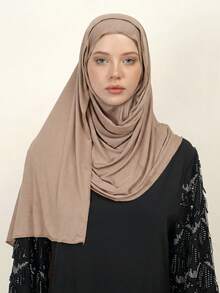 1条柔软透气、不易起球的穆斯林头巾，可快速系结，适合全年日常佩戴。 - 卡其色 - 查看 11