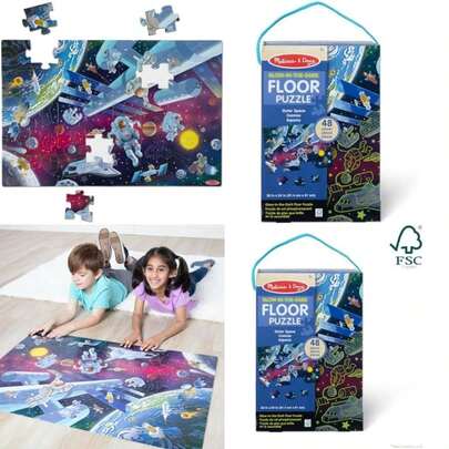 & Doug Outer Space Glow-In-The-Dark Cardboard Jigsaw Floor Puzzle – 48 Pieces, For Boys And Girls 3+ - FSC-Certified Materials(Default)
