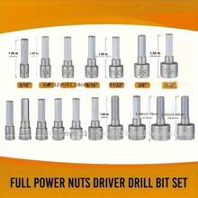 23 piezas Juego de llaves de tuerca y brocas, vástago hexagonal de 1/4", Sockets de tuerca de acero CRV de 5-13mm, adecuado para herramientas eléctricas - Multicolor - Ver 8
