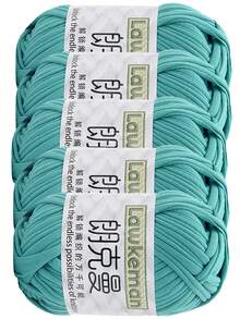 Lawkeman 5 peças/500g Fio de Camiseta - Fio de Poliéster de Alta Qualidade, 30m/peça - Fio de Tecido Macio, Adequado para Crochê, Fio de Tricô Multicolorido - Ideal para Cestas, Bolsas, Mantas, Chapéus, Brinquedos, Lenços DIY - Multicolorido - Visão 14