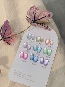 MeC 12ml 9色爆炸水晶玻璃珠猫眼凝胶指甲油，超炫全息LED发光可卸半永久美甲油，家用及美甲沙龙适用，女士居家美甲沙龙礼物 - 彩色 - 查看 6