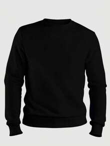 Kit Of 2 Men's Plain Crew Neck Sweatshirts, Unisex Cotton - 黑色/灰色 - 查看 2