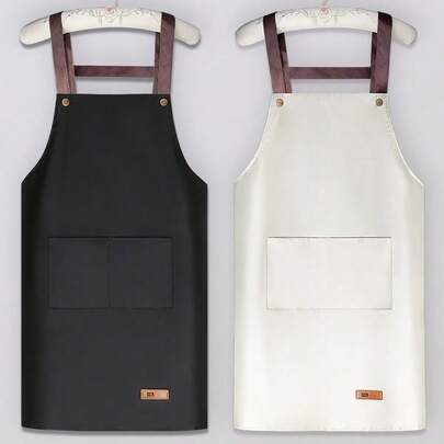 1pc Fashion Canvas Apron, Waterproof And Stain-Resistant, Suitable For Coffee Shop, Restaurant, Kitchen, Gardening, BBQ Staff Uniform