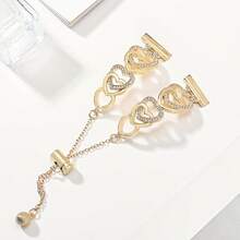 1pc Valentine's Day Heart-Shaped Watch Band, Compatible With Apple Watch 38/40/41/42/44/45/46/49mm, Premium Zinc Alloy Rhinestone Bling Strap Fit For Apple Watch Ultra 3/2/1 Series 11 10 9 8 7 6/SE 5 4 3 2 1, Streamlined Design Fits Your Wrist, 20mm Shiny Metal Band, Also Compatible With Samsung Galaxy Watch 7 FE 6 5 4 40/44mm Ladies, Galaxy Watch 5 Pro, 6 4 Classic (Band Only, Watch Not Included) - Gold - View 4