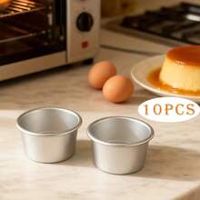 2个/5个/10个装，铝制不粘蛋糕模具、果冻模具、蛋挞布丁模具、布朗尼模具，耐热，易脱模，不粘纸杯蛋糕、玛芬蛋糕、布丁、巧克力熔岩蛋糕和舒芙蕾烘焙杯。多功能小陶瓷碗，适用于挞、蛋糕等。 - 彩色 - 查看 5