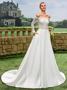 Lace Luxury Romantic Elegant Ethereal White Wedding Dress, Royal Wedding Dress, Private Wedding Dress, Church Wedding Dress, Trailing Wedding Dress, Beach Wedding Dress, Garden Wedding Dress, Hotel Wedding Dress - White - View 5