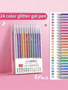 8/12/18/24pcs Colorful Glitter Watercolor Pens, Children's Colored Notebook Specialized Pearl Watercolor Pens, Fluorescent Highlighters, Student Glitter Paint Brushes, Back To School, Back To School Gift - Multicolor - View 5