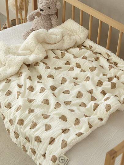 1 pieza Manta de bebé de felpa de coral y lana de cordero suave de 100*100cm, adecuada para bebés y niños pequeños