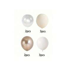 10pcs/20pcs Metallic Gold Champagne Balloons, Cream White & Clear Balloons For Wedding, Engagement, Birthday Party Decorations - Sandy White Transparent - View 8