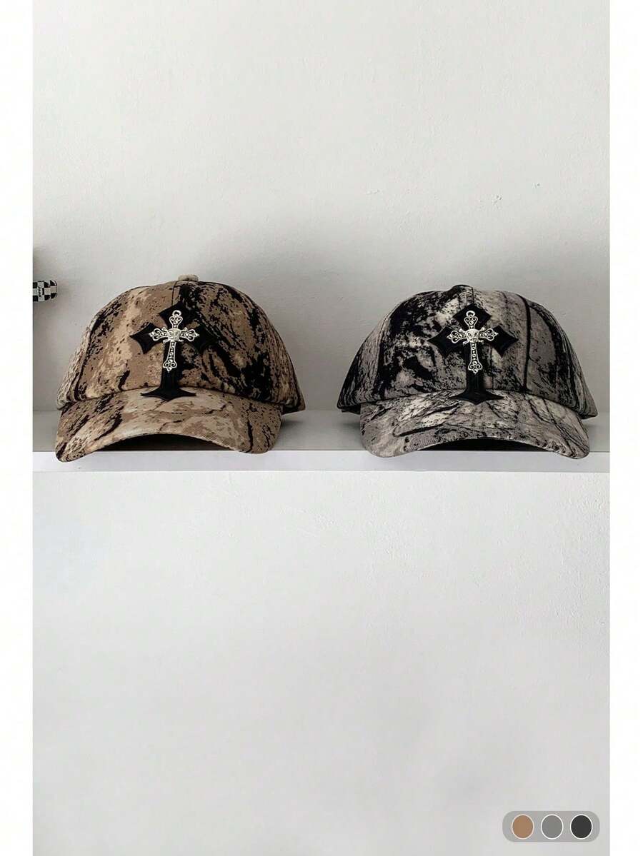 Soft Top Distressed Camo Hiphop Long Brim Baseball Cap, Women American Letter Vintage Streetwear Leopard Print Snapback Hat, Personalized Cool Versatile Hat, Summer Sun Protection - Multicolor - View 1