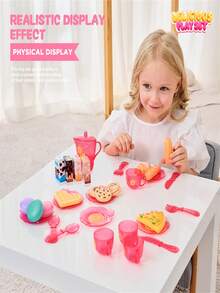 25 piezas Juego de postre de té de la tarde, vajilla de postre realista, juego de cocina de juego de roles, juego de té, caja de almacenamiento de juguetes, juguete interactivo para niños y niñas, regalo creativo para cumpleaños, color y estilo aleatorios - Multicolor - Ver 3