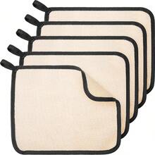 5 Pcs Exfoliating Face And Body Wash Cloths Towel Weave Bath Exfoliating Scrub Massage Bath Cloth For Women And Men, 10.63 X 9.05 Inch(Beige Edge) - Black Edge - 查看 1