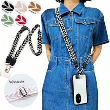 1pc Woven Polyester Teacher Lanyards With Leaf Print, Pearl Accents & Phone Tether Kit, Boho-Chic & Functional Style Neck Straps, Ideal For Holding IDs, Phones & Keys, Perfect For Classrooms, School Events & Daily Commutes. - 黑色 - 查看 3