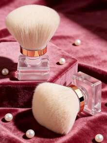 1支香薰美甲蘑菇形指甲清洁刷，亚克力水晶底座，透明金边，独立包装，黄色指甲粉刷，化妆刷，美容工具 - 黃色 - 查看 1