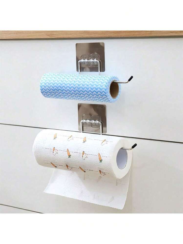 2 个厨房壁挂式纸巾架和铝箔架 - 彩色 - 查看 2