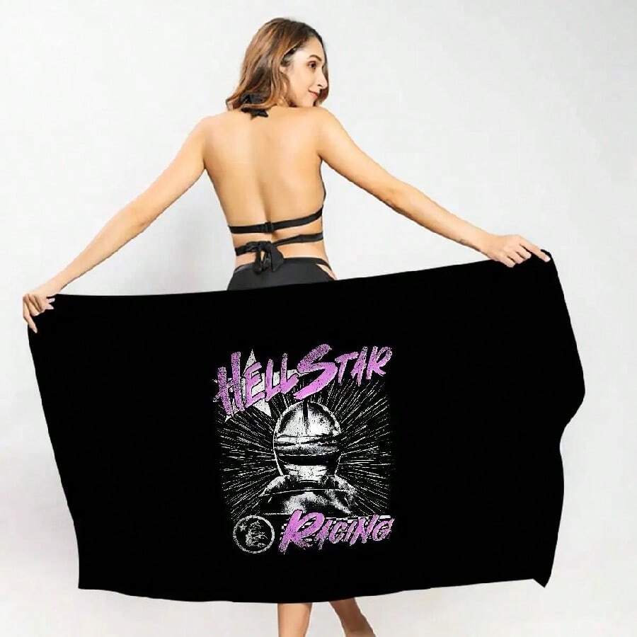H-HellstarS Fashion Logo Anime Beach Swimming Towel Soft Absorbent Washcloth 's Gifts For  Travel Camping Gym(3).Jpg - 白色 - 查看 1