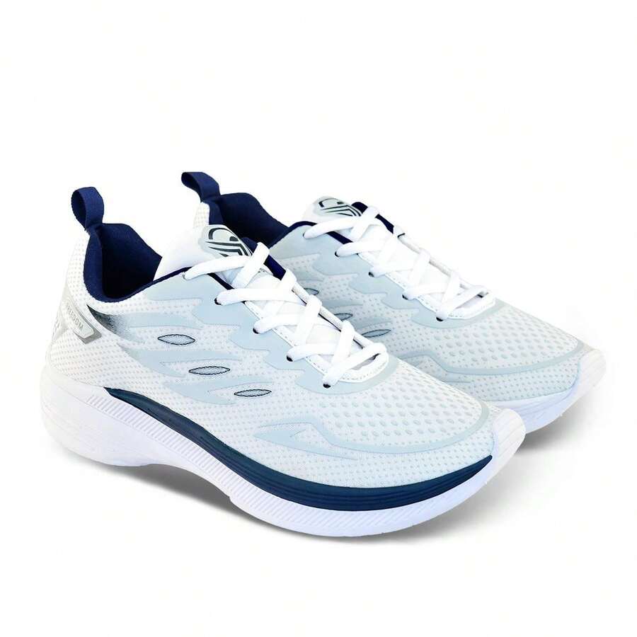 Women's New Casual And Sporty Sneakers For The Gym, Walking, Work, Comfortable And Lightweight. Colorful Sneakers. - Trắng/Xanh hải quân - Xem 1