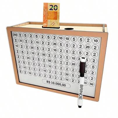 Cofre MDF Desafio 10mil/5mil/1mil Caixa Dinheiro Cofrinho De Madeira Método Japonês Escolha Sua Met