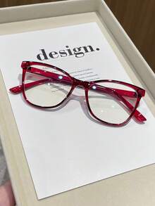 1 Pair Women's Burgundy Cat Eye PC Frame Contrast Color Full Frame Personalized Outfit Office Vintage Clear Glasses - Burgundy - View 1