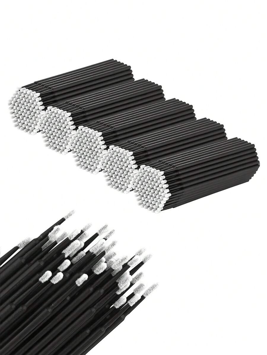 300/200/100 piezas Brochas desechables micro, brochas para pestañas micro, brochas pequeñas, brochas pequeñas para pestañas, hechas de material de fibra ultra fina, adecuadas para extensión de pestañas y maquillaje (diámetro de la cabeza del cepillo: 2,0 mm), también se pueden usar como brochas para cejas y sombras de ojos, regalos