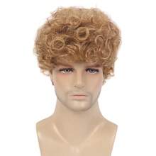 REEWES Men Blonde Curly Bob Synthetic Hair 70s 80s Retro Style Natural Afro Curls Wig For Daily Wear Anime Party Cosplay Costume Fancy Dress Up - Multicolor - View 3