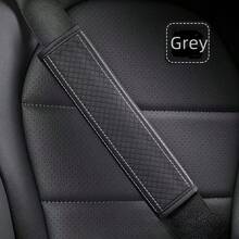 1pc PU Leather Embossed Car Seat Belt Cover, All Season Universal Auto Interior Accessories,Car Accessories - one-size - View 16