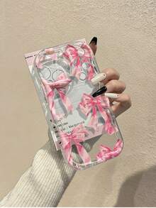 Cream Textured Wavy Edged Glossy Bow Tie Painted Anti-Drop Phone Case Compatible With IPhone 17pro/17Air /17/17promax16/11/16pro/16plus/16promax/16e/15Promax/13/14/12/XS/XR/7G/8P, Compatible With Samsung Galaxy S25/S25PLUS/S25 Ultra/A16/A36/A26/A56/A50/A12 Protective Phone Cover - Multicolor - View 1