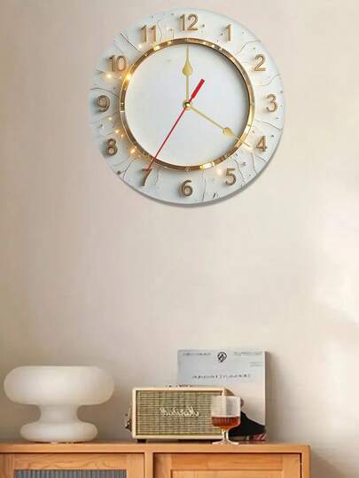 Väggklocka i trä med regnbågsljusdesign i bohemisk stil, konstverk för väggdekoration, tyst, lämplig för vardagsrum, sovrum, kök, kontorsdekoration, modern heminredning, idealisk present till alla hjärtans dag, nyår, födelsedag