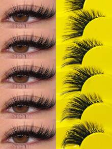 Asiteo 7对柔软蓬松猫眼假睫毛，3D自然短款半截假睫毛，延长睫毛尾端，打造自然妆效，适合日常妆容，可重复使用，是女性日常约会、派对的理想之选，也是一份贴心的睫毛礼物。 - 半眼睫毛 - 查看 1