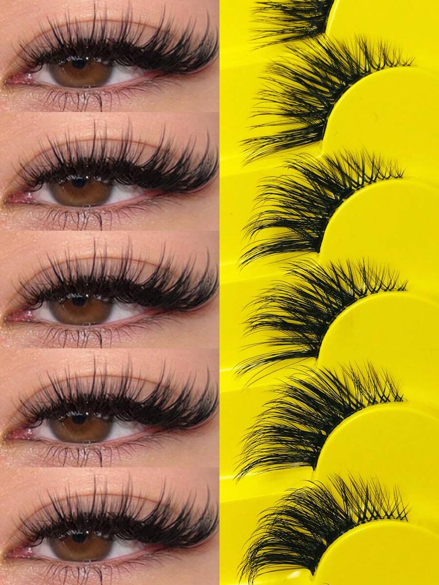 Asiteo 7对柔软蓬松猫眼假睫毛，3D自然短款半截假睫毛，延长睫毛尾端，打造自然妆效，适合日常妆容，可重复使用，是女性日常约会、派对的理想之选，也是一份贴心的睫毛礼物。 - 半眼睫毛 - 查看 1
