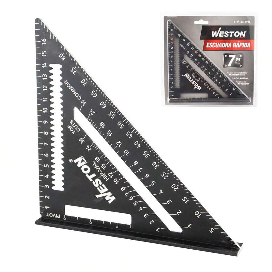 Escuadra Rápida 7 Aluminio Anodizado Graduación Mm In Negro - Negro - Ver 1